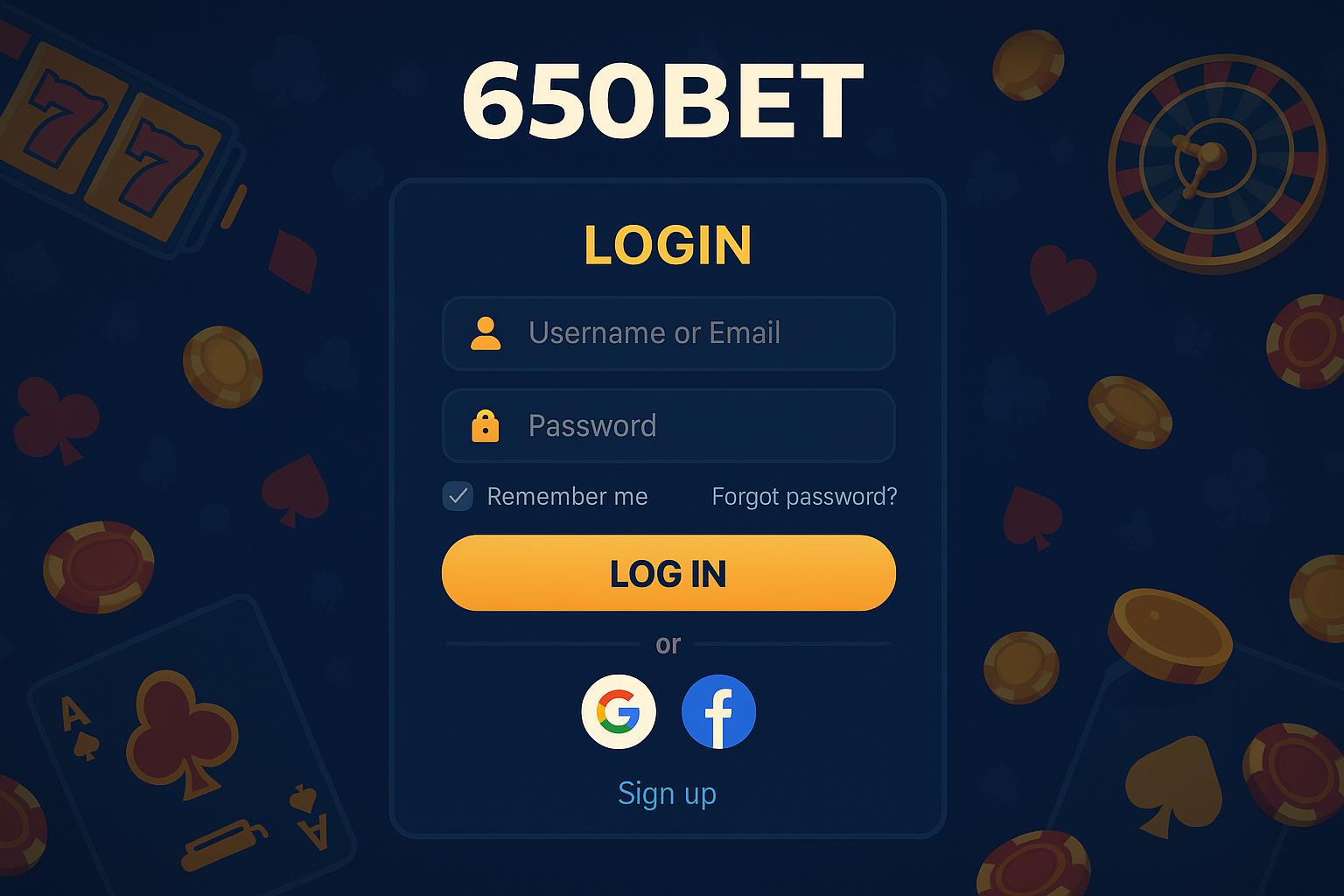 Criar uma nova Conta no plataforma 650BET